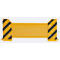 Yellow safety barrier with black and yellow diagonal stripes on the sides. On a light background.