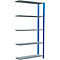 Schulte Lagertechnik Fachbodenregal Stecksystem MultiPlus250, Anbauregal, 5 Fachböden, Kreuzstrebe, B 1000 x T 300 x H 2000 mm, Enzianblau RAL 5010