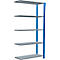 Schulte Lagertechnik Fachbodenregal Stecksystem MultiPlus250, Anbauregal, 5 Fachböden, Kreuzstrebe, B 1000 x T 400 x H 2000 mm, Enzianblau RAL 5010