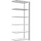 Schulte Lagertechnik Fachbodenregal Stecksystem MultiPlus250, Anbauregal, 6 Fachböden, Kreuzstrebe, B 1000 x T 500 x H 2500 mm, Lichtgrau RAL 7035