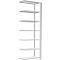 Schulte Lagertechnik Fachbodenregal Stecksystem MultiPlus250, Anbauregal, 6 Fachböden, Kreuzstrebe, B 1000 x T 500 x H 3000 mm, Lichtgrau RAL 7035
