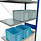Schulte Lagertechnik Fachbodenregal Stecksystem MultiPlus250, Anbauregal, 7 Fachböden, Kreuzstrebe, B 1000 x T 500 x H 3000 mm, Enzianblau RAL 5010