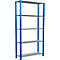 Schulte Lagertechnik Fachbodenregal Stecksystem MultiPlus250, Grundregal, 5 Fachböden, Kreuzstrebe, B 1000 x T 300 x H 2000 mm, Enzianblau RAL 5010
