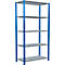 Schulte Lagertechnik Fachbodenregal Steckystem MULTIplus250, Grundregal, B 1000 x T 500 x H 2000 mm, 5 Böden, Kreuzstrebe, bis 1300 kg, enzianblau