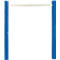 Blue metal shelf frame with horizontal bar.