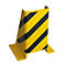 Yellow and black corner protector with diagonal stripes. The base has mounting holes.