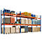 Schulte Lagertechnik Rayonnage à palettes, rayonnage de base, L 8444 x P 1100 x H 5000 mm, 4 niveaux, poids des palettes jusqu'à 800 kg, charge admissible par travée 8630 kg, bleu/orange