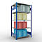 Schulte Lagertechnik Rayonnage à tablettes MULTIplus150, rayonnage de base emboîtable, L 1000 x P 800 x H 2000 mm, 5 niveaux, jusqu'à 1300 kg, bleu gentiane/galvanisé