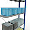 Schulte Lagertechnik Rayonnage à tablettes Système enfichable MultiPlus250, rayonnage annexe, 5 tablettes, entretoise croisée, L 1000 x P 300 x H 2000 mm, bleu gentiane RAL 5010