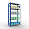 Schulte Lagertechnik Rayonnage à tablettes Système enfichable MultiPlus250, rayonnage de base, 5 tablettes, entretoise, L 1000 x P 400 x H 2000 mm, bleu gentiane RAL 5010