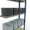 Schulte Lagertechnik Système de rayonnage à tablettes emboîtable MULTIplus 250, rayonnage annexe, verrou de longueur, 2000x1000x300 mm, 5 tablettes, bleu gentiane/galvanisé