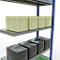 Schulte Lagertechnik Système de rayonnage à tablettes emboîtable MULTIplus 250, rayonnage annexe, verrou de longueur, 2000x1000x400 mm, 5 tablettes, bleu gentiane/galvanisé