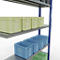 Schulte Lagertechnik Système de rayonnage à tablettes emboîtable MULTIplus 250, rayonnage annexe, verrou de longueur, 2000x1300x300 mm, 5 tablettes, bleu gentiane/galvanisé
