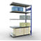 Schulte Lagertechnik Système de rayonnage à tablettes emboîtable MULTIplus 250, rayonnage annexe, verrou de longueur, 2000x1300x600 mm, 5 tablettes, gris clair