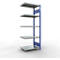Schulte Lagertechnik Système de rayonnage à tablettes emboîtable MULTIplus 250, rayonnage annexe, verrou de longueur, 2000x750x500 mm, 5 tablettes, bleu gentiane/galvanisé