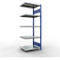 Schulte Lagertechnik Système de rayonnage à tablettes emboîtable MULTIplus 250, rayonnage annexe, verrou de longueur, 2000x750x600 mm, 5 tablettes, bleu gentiane/galvanisé