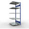 Schulte Lagertechnik Système de rayonnage à tablettes emboîtable MULTIplus 250, rayonnage annexe, verrou de longueur, 2000x750x800 mm, 5 tablettes, bleu gentiane/galvanisé