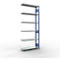 Schulte Lagertechnik Système de rayonnage à tablettes emboîtable MULTIplus 250, rayonnage annexe, verrou de longueur, 2500x1000x300 mm, 6 tablettes, bleu gentiane/galvanisé