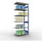 Schulte Lagertechnik Système de rayonnage à tablettes emboîtable MULTIplus 250, rayonnage annexe, verrou de longueur, 2500x1000x600 mm, 6 tablettes, bleu gentiane/galvanisé