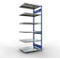 Schulte Lagertechnik Système de rayonnage à tablettes emboîtable MULTIplus 250, rayonnage annexe, verrou de longueur, 2500x1000x800 mm, 6 tablettes, bleu gentiane/galvanisé