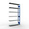 Schulte Lagertechnik Système de rayonnage à tablettes emboîtable MULTIplus 250, rayonnage annexe, verrou de longueur, 2500x1300x300 mm, 6 tablettes, bleu gentiane/galvanisé