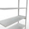 Schulte Lagertechnik Système de rayonnage à tablettes emboîtable MULTIplus 250, rayonnage annexe, verrou de longueur, 2500x1300x500 mm, 6 tablettes, gris clair