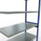 Schulte Lagertechnik Système de rayonnage à tablettes emboîtable MULTIplus 250, rayonnage annexe, verrou de longueur, 2500x1300x600 mm, 6 tablettes, bleu gentiane/galvanisé