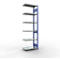 Schulte Lagertechnik Système de rayonnage à tablettes emboîtable MULTIplus 250, rayonnage annexe, verrou de longueur, 2500x750x400 mm, 6 tablettes, bleu gentiane/galvanisé