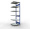 Schulte Lagertechnik Système de rayonnage à tablettes emboîtable MULTIplus 250, rayonnage annexe, verrou de longueur, 2500x750x800 mm, 6 tablettes, bleu gentiane/galvanisé