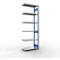 Schulte Lagertechnik Système de rayonnage à tablettes emboîtable MULTIplus 250, rayonnage annexe, verrou de longueur, 3000x1000x500 mm, 7 tablettes, bleu gentiane/galvanisé