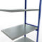 Schulte Lagertechnik Système de rayonnage à tablettes emboîtable MULTIplus 250, rayonnage annexe, verrou de longueur, 3000x1000x600 mm, 7 tablettes, bleu gentiane/galvanisé