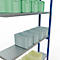 Schulte Lagertechnik Système de rayonnage à tablettes emboîtable MULTIplus 250, rayonnage annexe, verrou de longueur, 3000x1300x300 mm, 7 tablettes, bleu gentiane/galvanisé