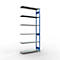 Schulte Lagertechnik Système de rayonnage à tablettes emboîtable MULTIplus 250, rayonnage annexe, verrou de longueur, 3000x1300x400 mm, 7 tablettes, bleu gentiane/galvanisé