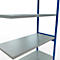 Schulte Lagertechnik Système de rayonnage à tablettes emboîtable MULTIplus 250, rayonnage annexe, verrou de longueur, 3000x1300x600 mm, 7 tablettes, bleu gentiane/galvanisé