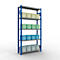 Schulte Lagertechnik Système de rayonnage à tablettes emboîtables MULTIplus 250, rayonnage de base, verrou de longueur, 2000x1000x300 mm, 5 tablettes, bleu gentiane/galvanisé