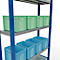 Schulte Lagertechnik Système de rayonnage à tablettes emboîtables MULTIplus 250, rayonnage de base, verrou de longueur, 2000x1000x300 mm, 5 tablettes, bleu gentiane/galvanisé