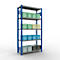 Schulte Lagertechnik Système de rayonnage à tablettes emboîtables MULTIplus 250, rayonnage de base, verrou de longueur, 2000x1000x400 mm, 5 tablettes, bleu gentiane/galvanisé