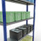 Schulte Lagertechnik Système de rayonnage à tablettes emboîtables MULTIplus 250, rayonnage de base, verrou de longueur, 2000x1300x300 mm, 5 tablettes, bleu gentiane/galvanisé