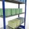 Schulte Lagertechnik Système de rayonnage à tablettes emboîtables MULTIplus 250, rayonnage de base, verrou de longueur, 2000x1300x400 mm, 5 tablettes, bleu gentiane/galvanisé