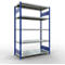 Schulte Lagertechnik Système de rayonnage à tablettes emboîtables MULTIplus 250, rayonnage de base, verrou de longueur, 2000x1300x600 mm, 5 tablettes, bleu gentiane/galvanisé