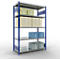 Schulte Lagertechnik Système de rayonnage à tablettes emboîtables MULTIplus 250, rayonnage de base, verrou de longueur, 2000x1300x600 mm, 5 tablettes, bleu gentiane/galvanisé