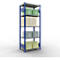 Schulte Lagertechnik Système de rayonnage à tablettes emboîtables MULTIplus 250, rayonnage de base, verrou de longueur, 2000x750x500 mm, 5 tablettes, bleu gentiane/galvanisé