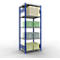 Schulte Lagertechnik Système de rayonnage à tablettes emboîtables MULTIplus 250, rayonnage de base, verrou de longueur, 2000x750x600 mm, 5 tablettes, bleu gentiane/galvanisé