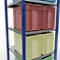 Schulte Lagertechnik Système de rayonnage à tablettes emboîtables MULTIplus 250, rayonnage de base, verrou de longueur, 2000x750x800 mm, 5 tablettes, bleu gentiane/galvanisé