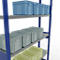 Schulte Lagertechnik Système de rayonnage à tablettes emboîtables MULTIplus 250, rayonnage de base, verrou de longueur, 2500x1300x300 mm, 6 tablettes, bleu gentiane/galvanisé