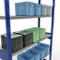 Schulte Lagertechnik Système de rayonnage à tablettes emboîtables MULTIplus 250, rayonnage de base, verrou de longueur, 2500x1300x400 mm, 6 tablettes, bleu gentiane/galvanisé
