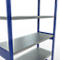 Schulte Lagertechnik Système de rayonnage à tablettes emboîtables MULTIplus 250, rayonnage de base, verrou de longueur, 2500x1300x500 mm, 6 tablettes, bleu gentiane/galvanisé
