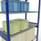 Schulte Lagertechnik Système de rayonnage à tablettes emboîtables MULTIplus 250, rayonnage de base, verrou de longueur, 2500x1300x600 mm, 6 tablettes, bleu gentiane/galvanisé