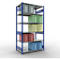 Schulte Lagertechnik Système de rayonnage à tablettes emboîtables MULTIplus 250, rayonnage de base, verrou de longueur, 2500x1300x800 mm, 6 tablettes, bleu gentiane/galvanisé