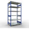 Schulte Lagertechnik Système de rayonnage à tablettes emboîtables MULTIplus 250, rayonnage de base, verrou de longueur, 2500x1300x800 mm, 6 tablettes, bleu gentiane/galvanisé
